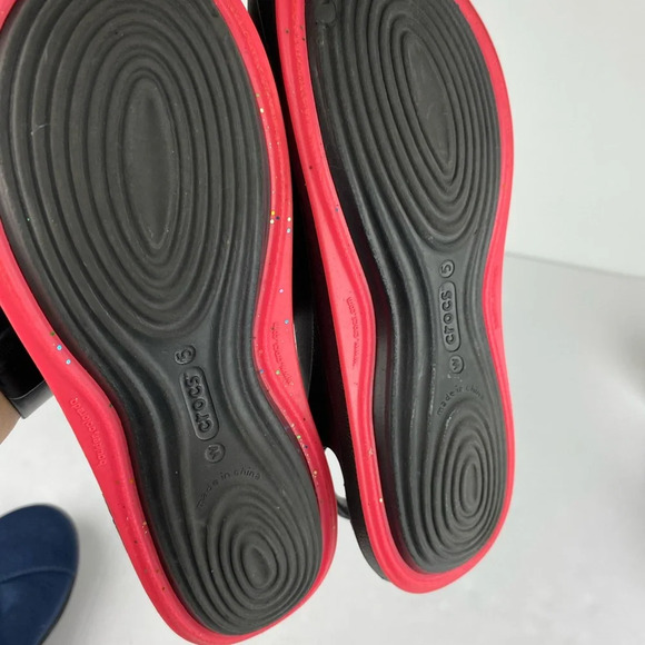 Crocs Womens 5 Black Pink Tone Skylar Slingback Flat Comfort Shoe - Picture 5 of 6